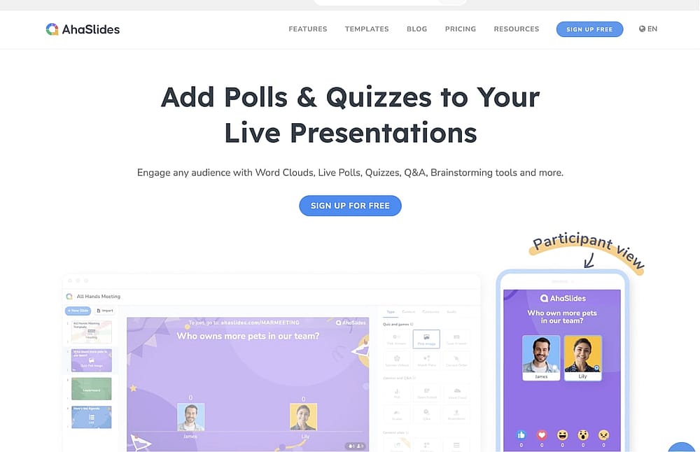 #11 ProProfs quiz maker alternative - AhaSlides&nbsp;