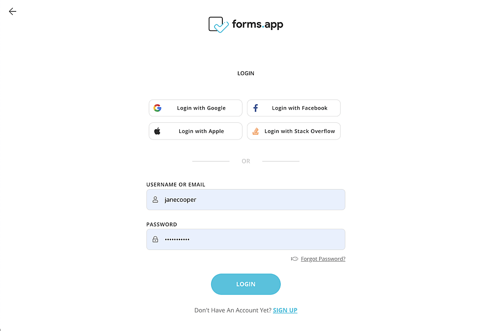 Sign in or create a forms.app account