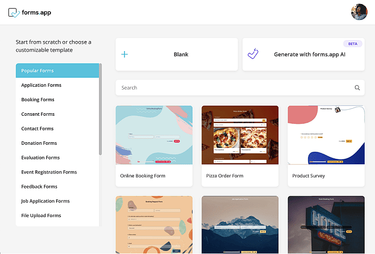Choose ready-to-use templates or begin to form from scratch