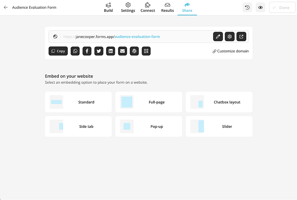 Adjust the settings and share your survey