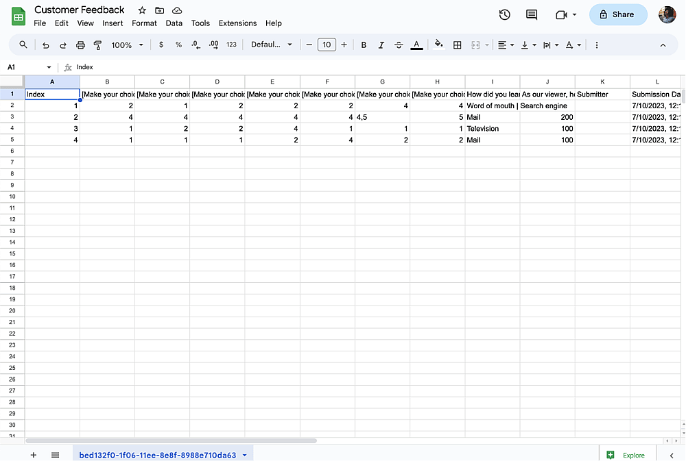 Have your questions and answers in separate columns
