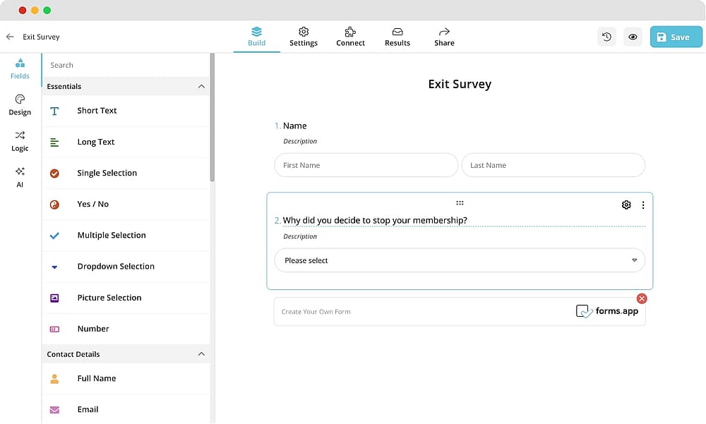 Add your own cancellation questions