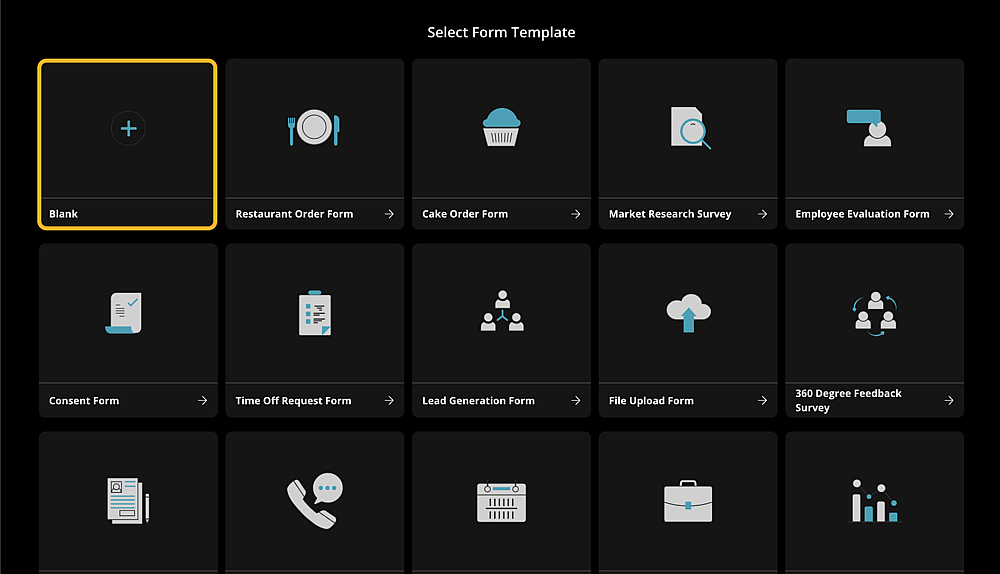 Create a blank form from scratch