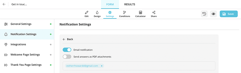 Enable email notifications
