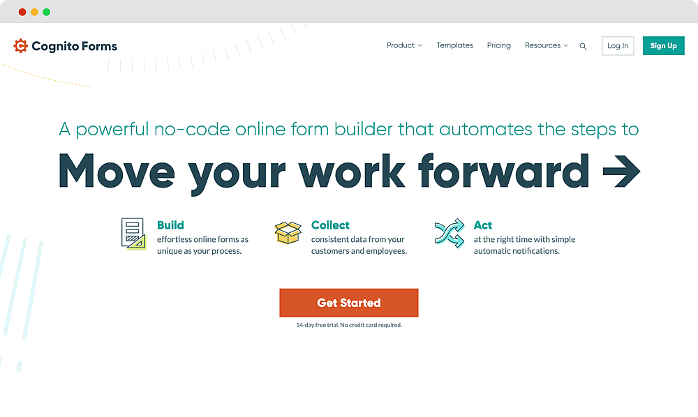 The home page of Cognito Forms