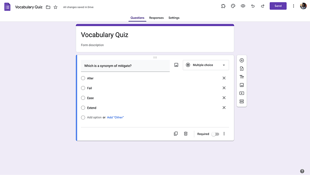 Add question to your Google Form