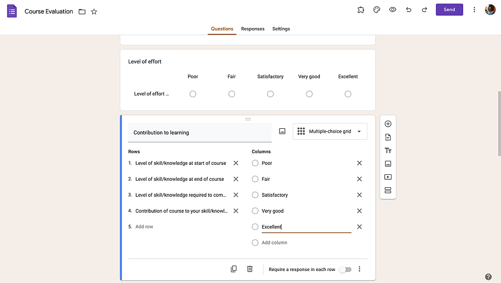 Add questions and customize your feedback form
