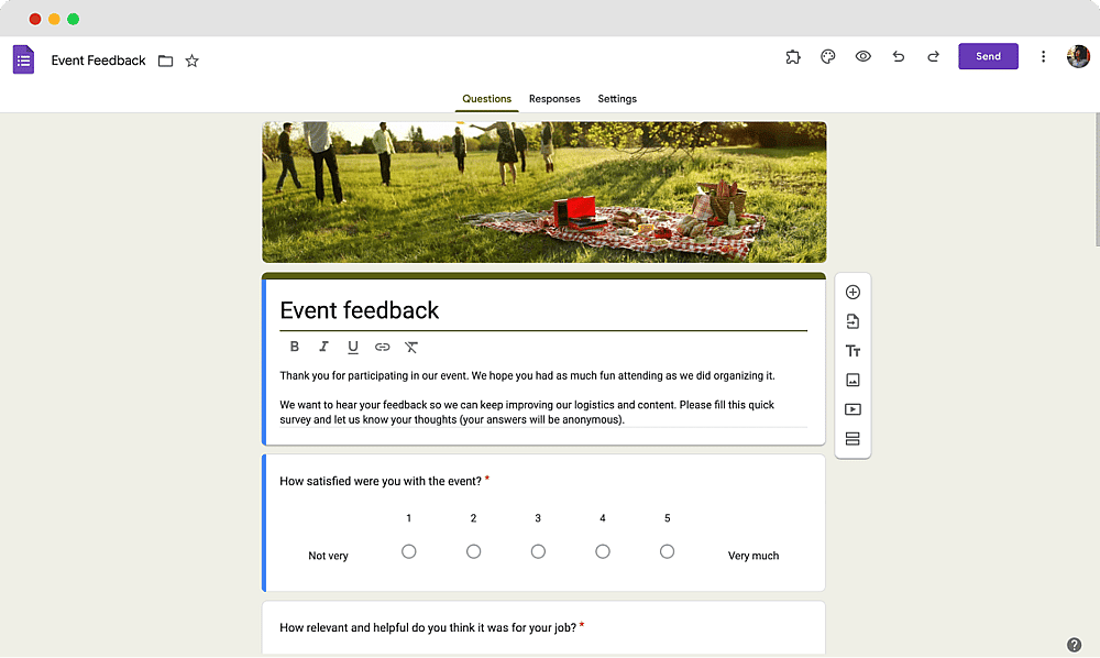 Google Forms - Vorlage für Veranstaltungsrückmeldungen