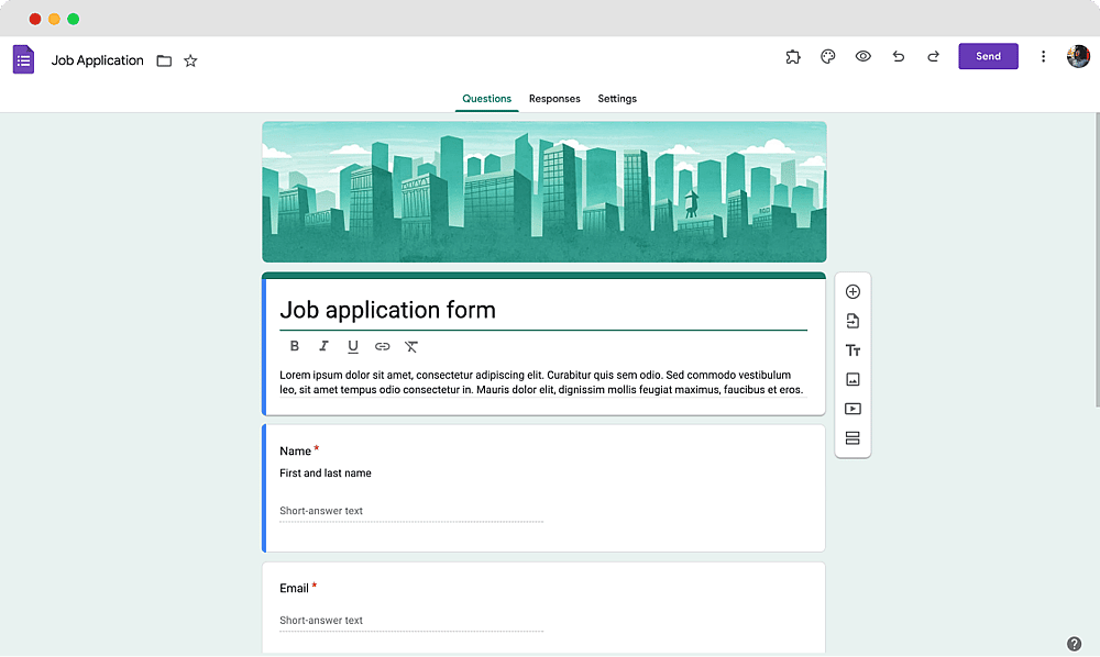 Google Forms - Vorlage für Bewerbungen