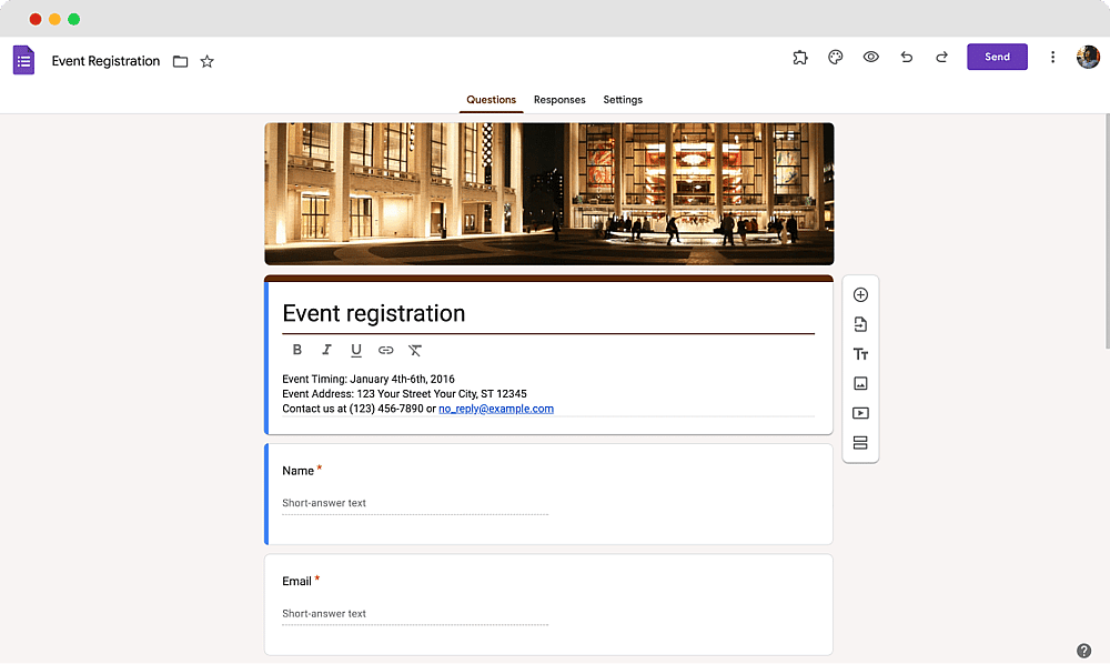 Google Forms - Ereignisregistrierungsvorlage