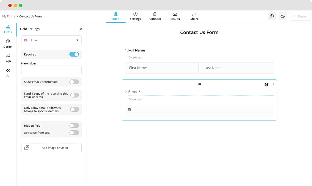 Add questions to your contact form