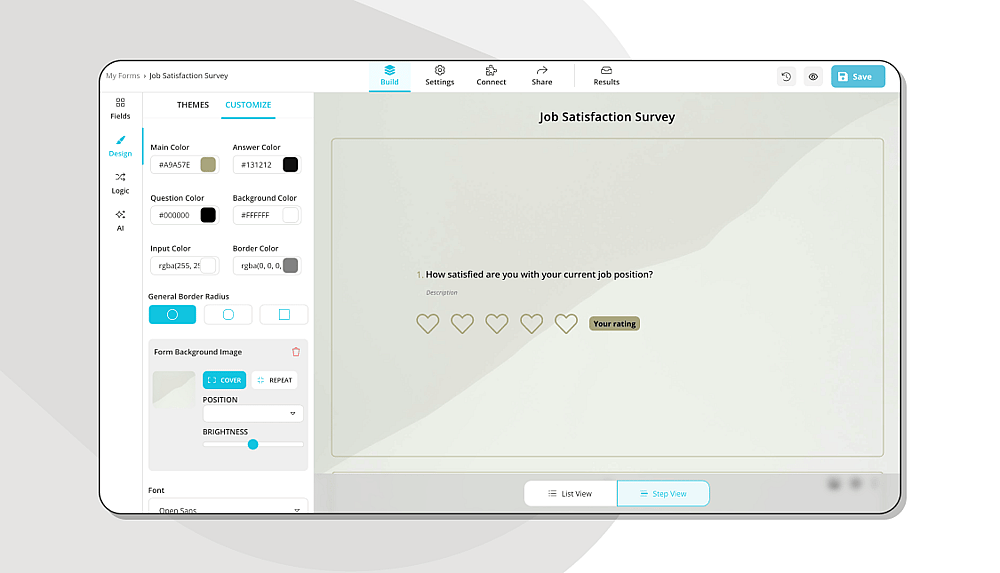 Customizing the design of your survey