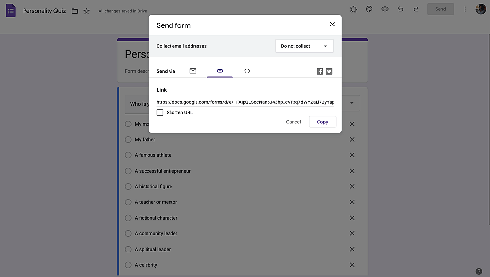 Partagez votre quiz de personnalité