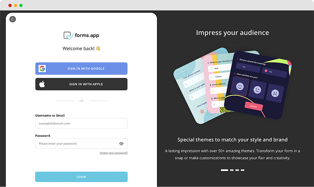 Créer un compte forms.app