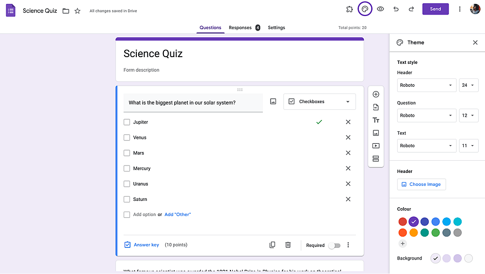 Personalize seu questionário