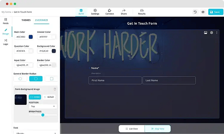 Customizing the design of your form