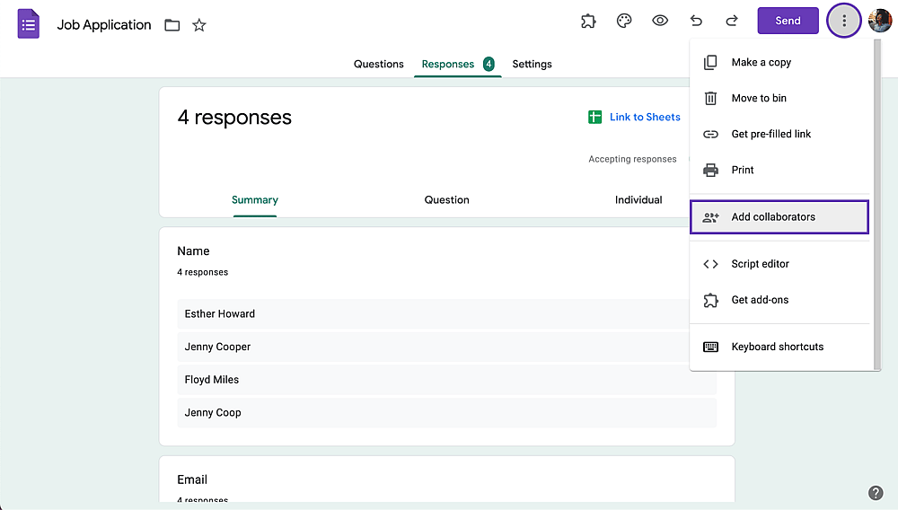 Add collaborators to your form