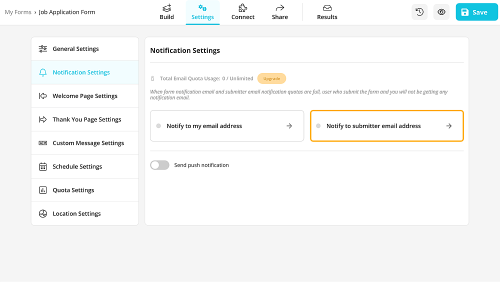 Notify to submitter email address