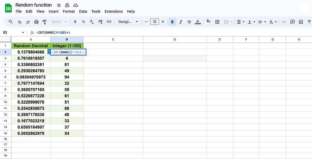 The INT(RAND) formula