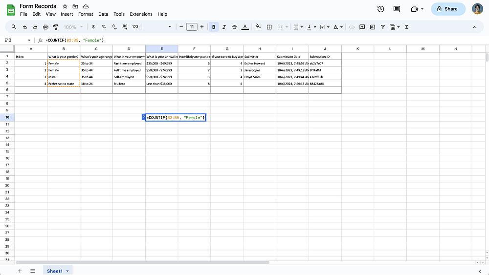 Do the COUNTIF method
