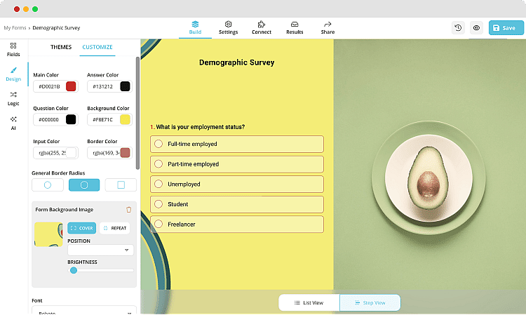 Changing colors, border shapes, and more