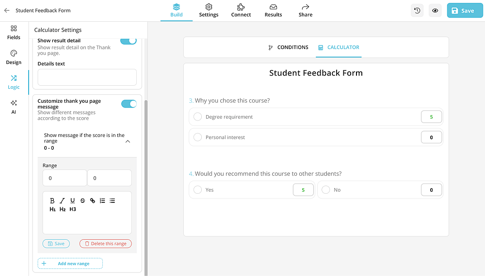 Add Thank-you page messages