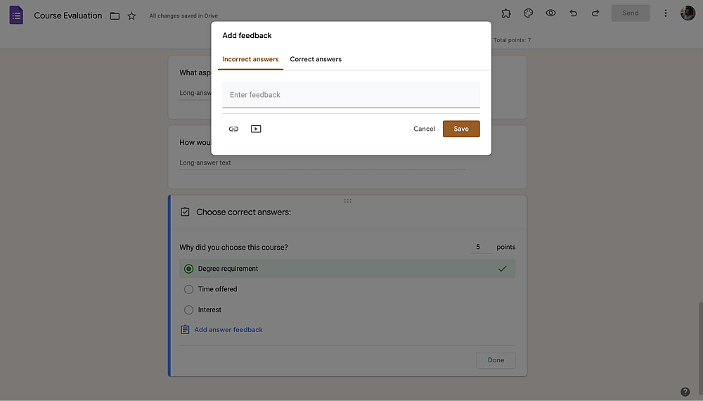 Give additional feedback