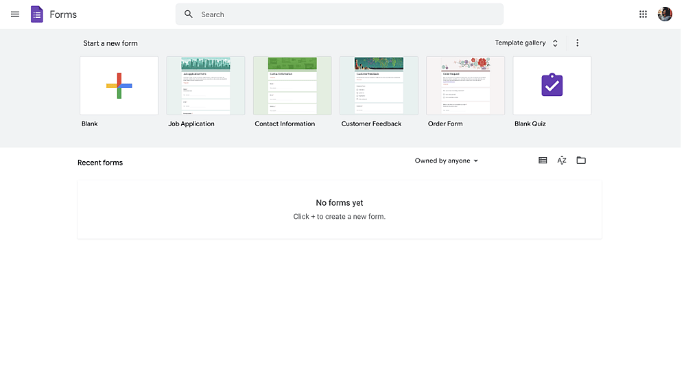 Login to your Google Forms account