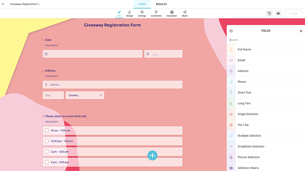 Add form fields and questions