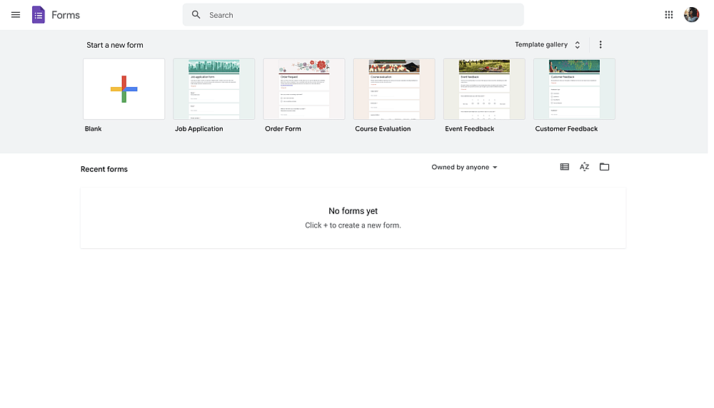 Sign up or sign in to Google Forms