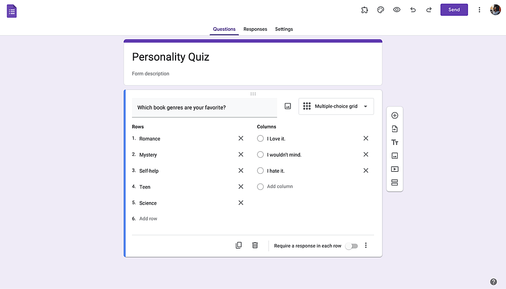 Prepare your multiple choice grid question