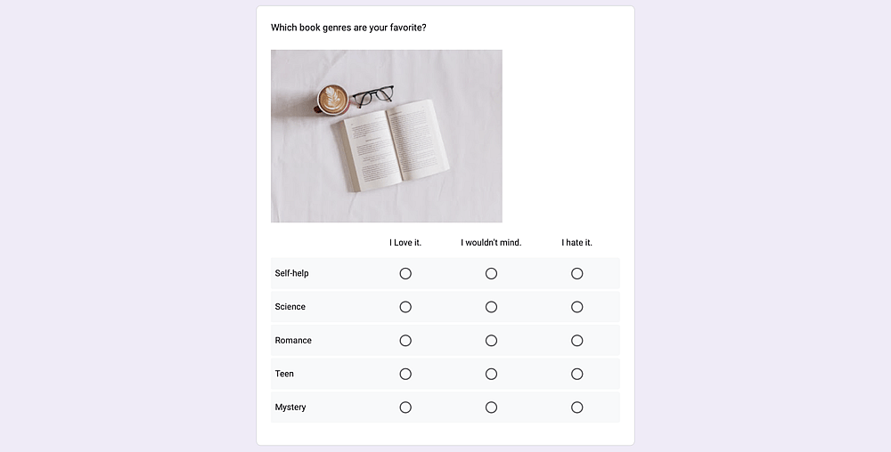 A sample multiple-choice question on Google Forms