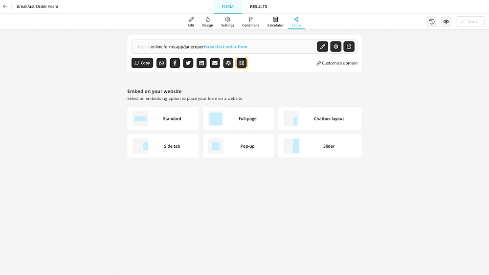 Explore many sharing options and choose QR code