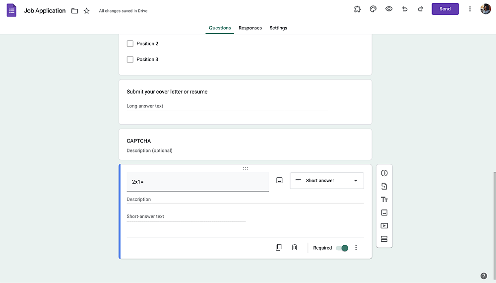 Create your captcha question