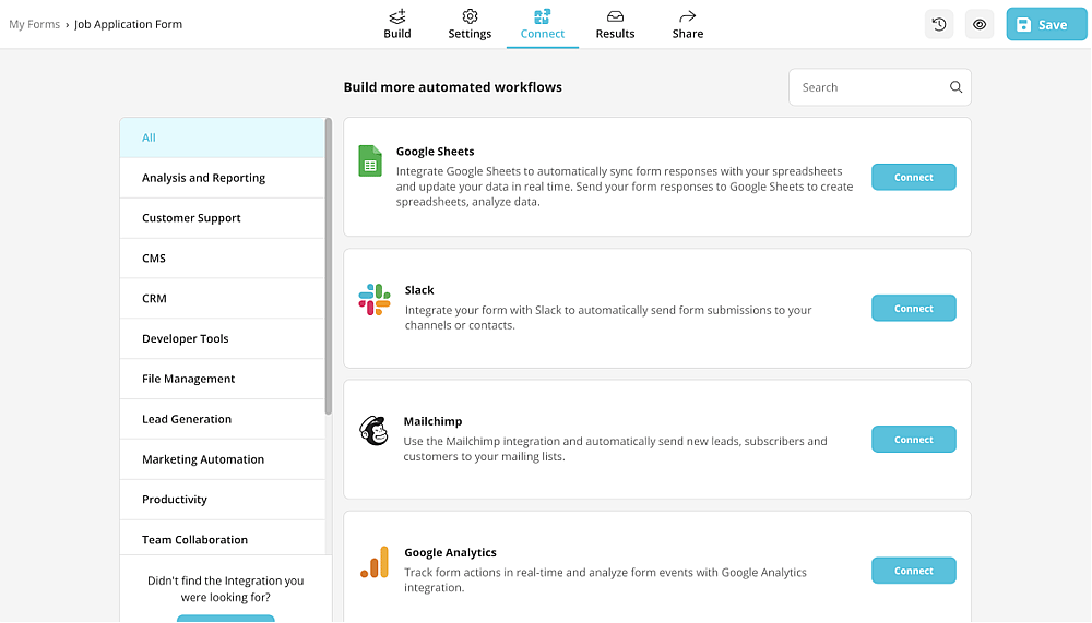 forms.app's integration options