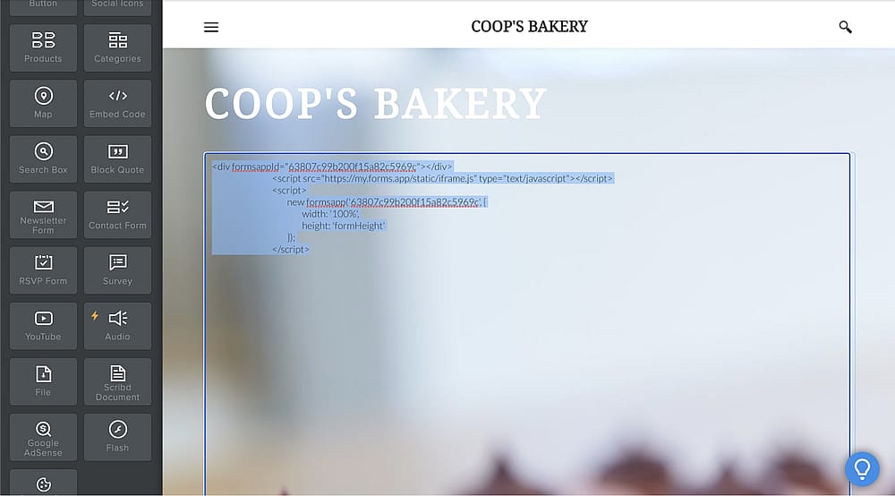 Paste the Iframe embed code