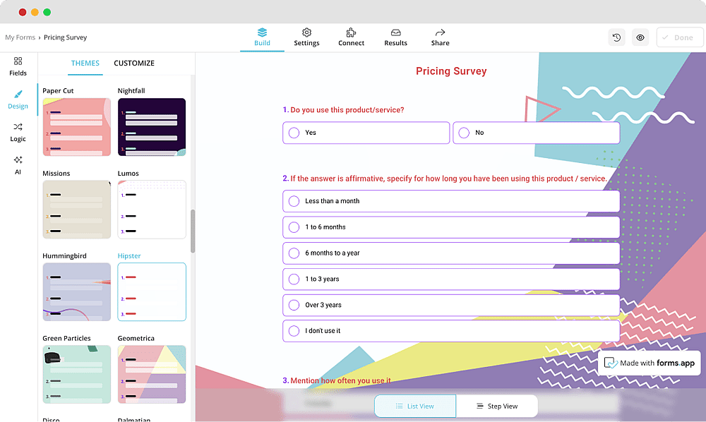 Customizing the design of your pricing form