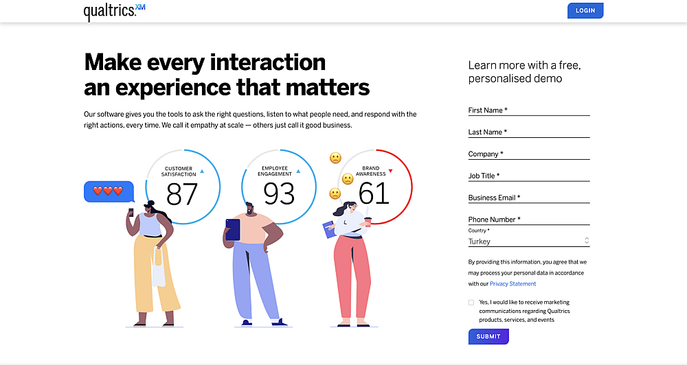 The home page of Qualtrics