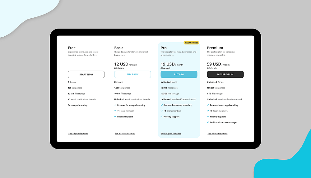 forms.app's pricing