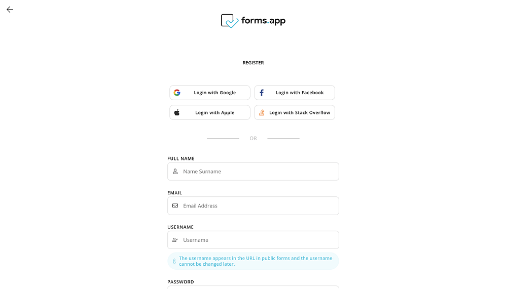 Sign up or log in to forms.app