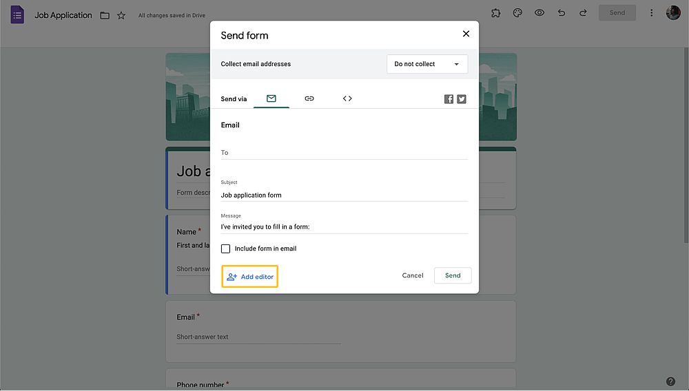 Click on the “add editor” option