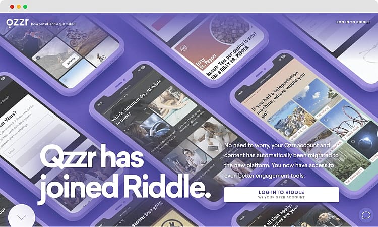 The homepage of Qzzr