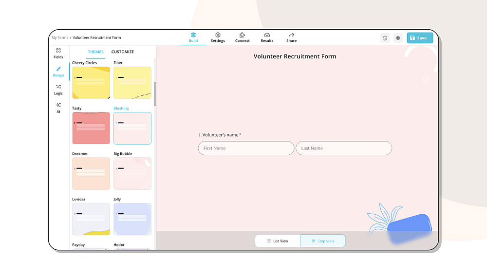 Personalizando o design do seu formulário de recrutamento
