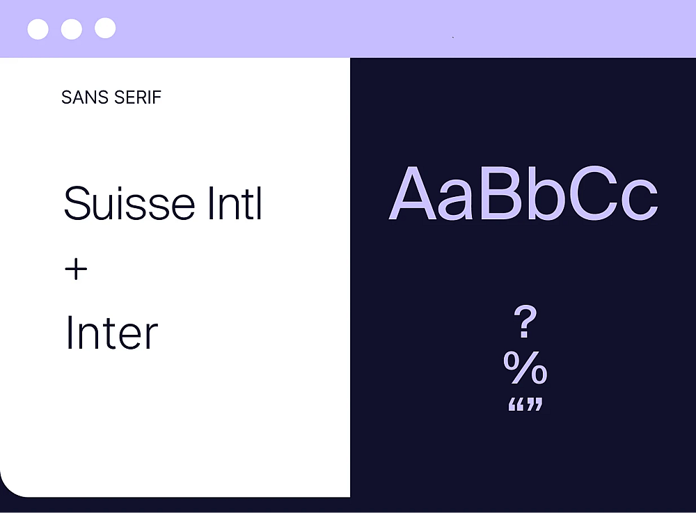 The new typefaces used in the redesign: Suisse Intl and Inter