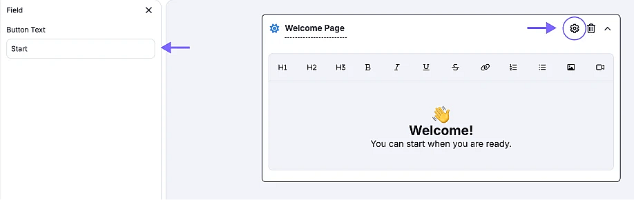 An image showing the gear icon, which allows you to access the settings where you can change the name of the Start button