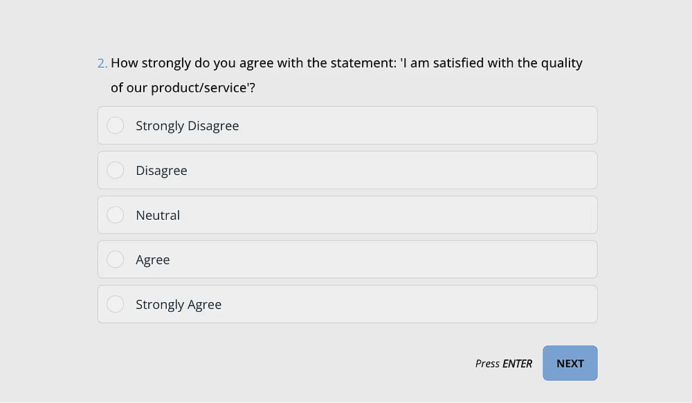 An example Likert scale question