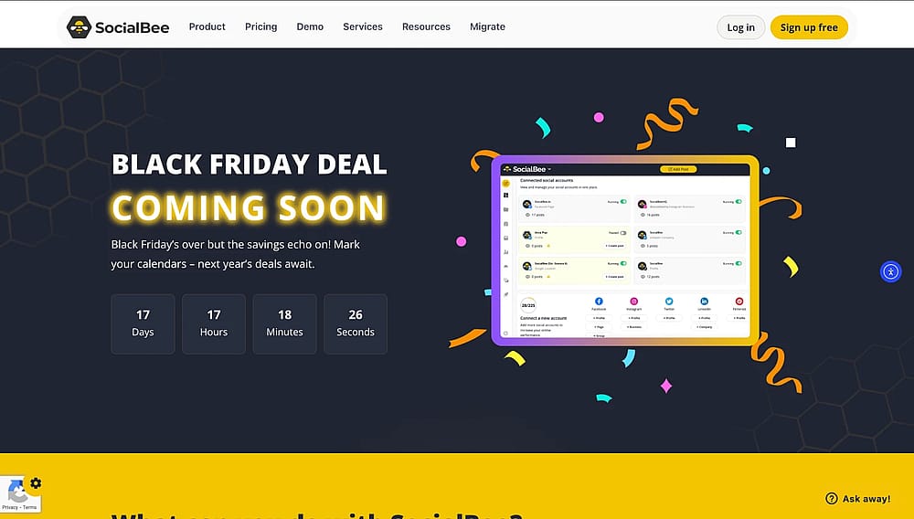 Discount page of SocialBee