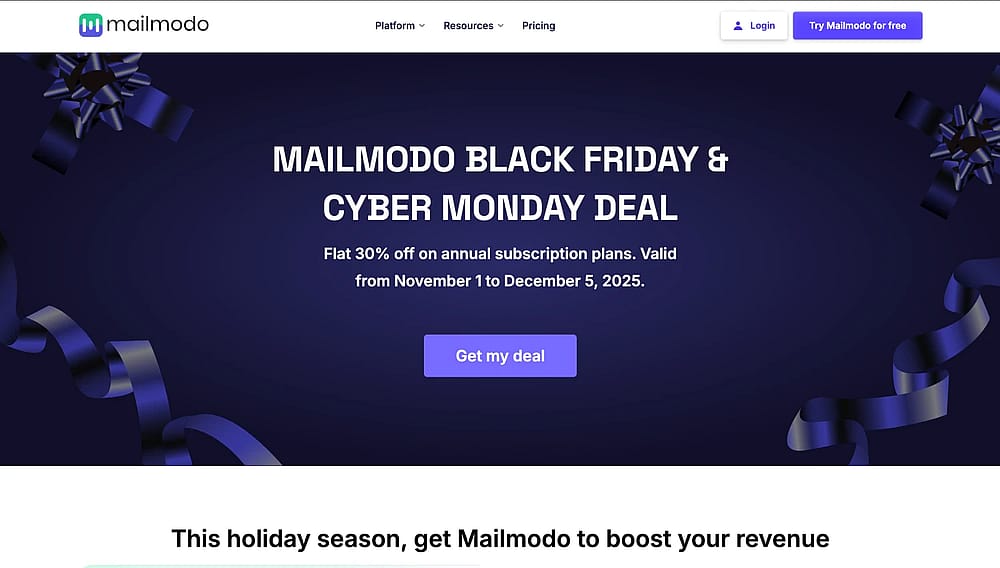 Discount page of Mailmodo