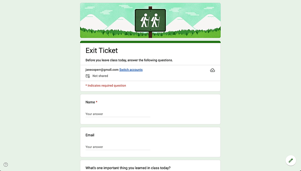 Ausgangsticket-Formular auf Google Forms