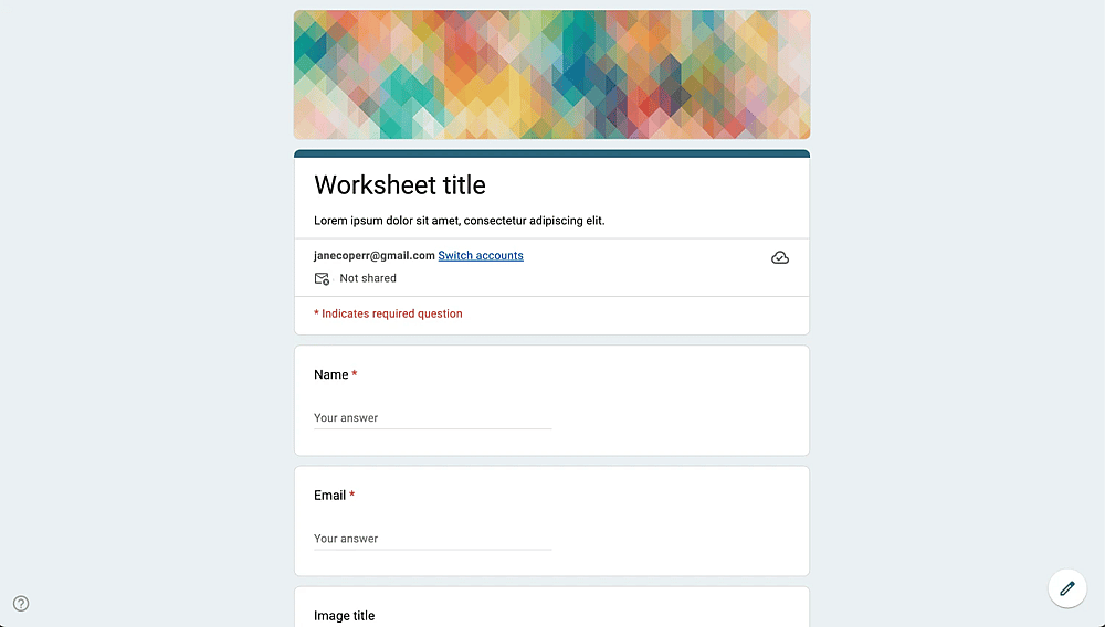 Arbeitsblatt-Formular auf Google Forms